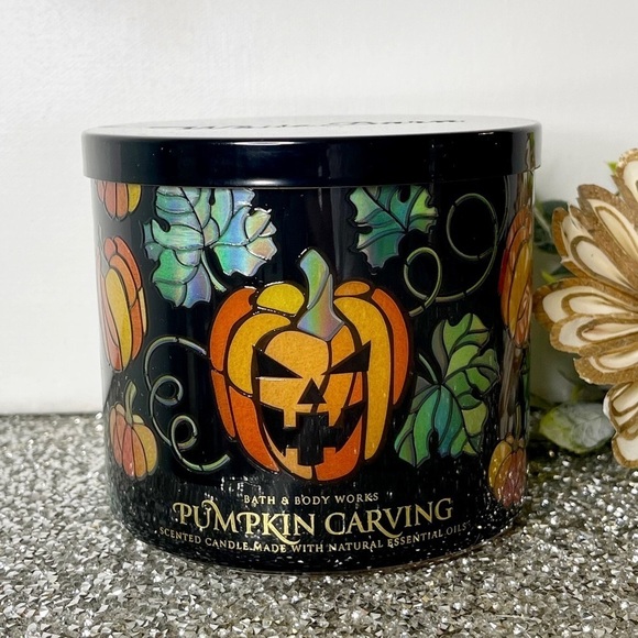 Bath & Body Works Halloween Fall Candle Pumpkin Carving Nwt - Picture 6 of 6
